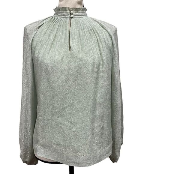 Marie Oliver green metallic Structured Marked Shoulder long sleeve top small - Picture 3 of 9